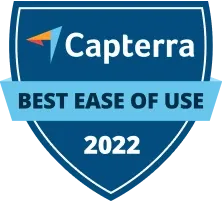 Capterra badge for Best Ease of Use 2022.