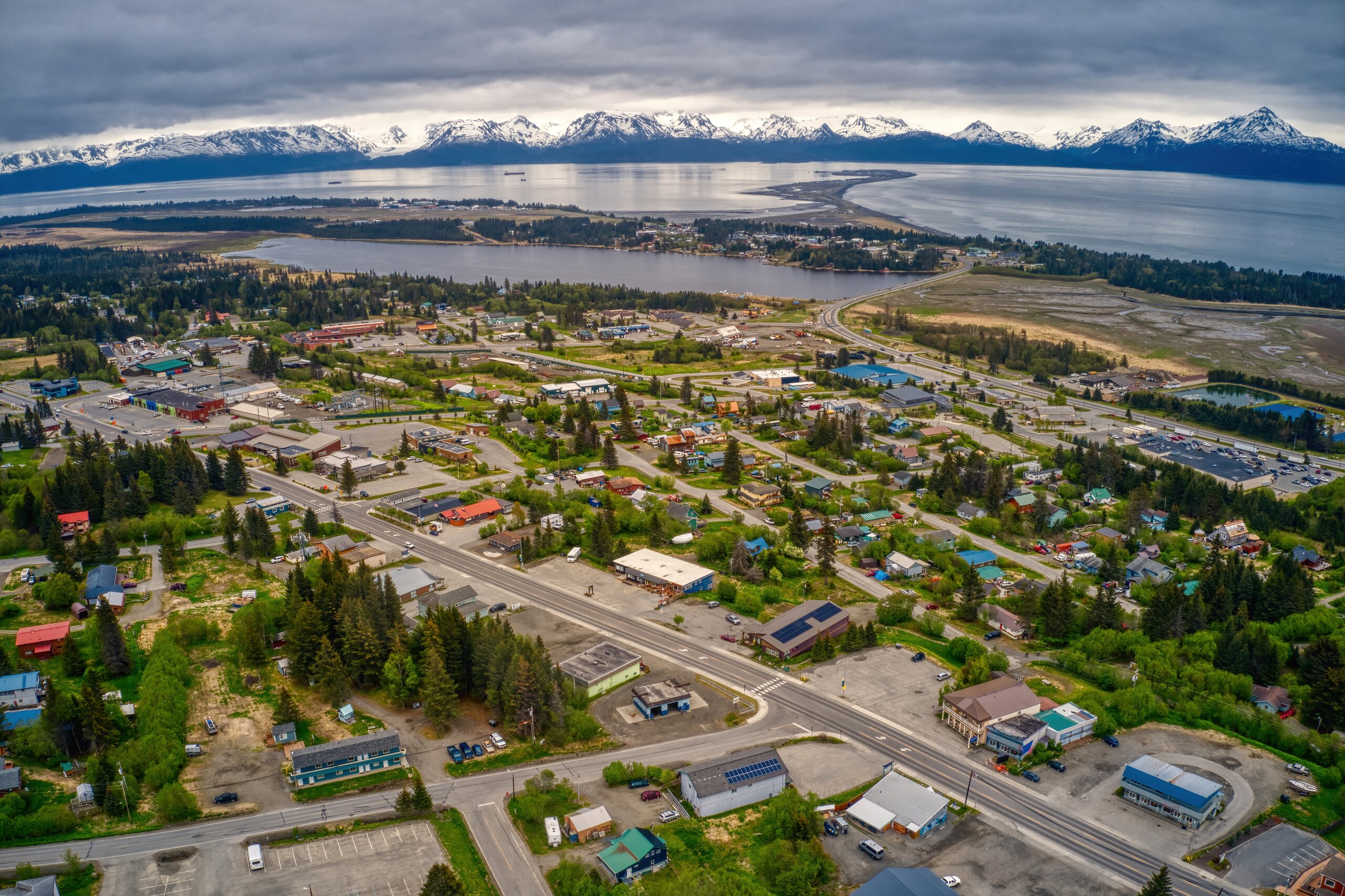 Alaskan Coastal Town Aerial
