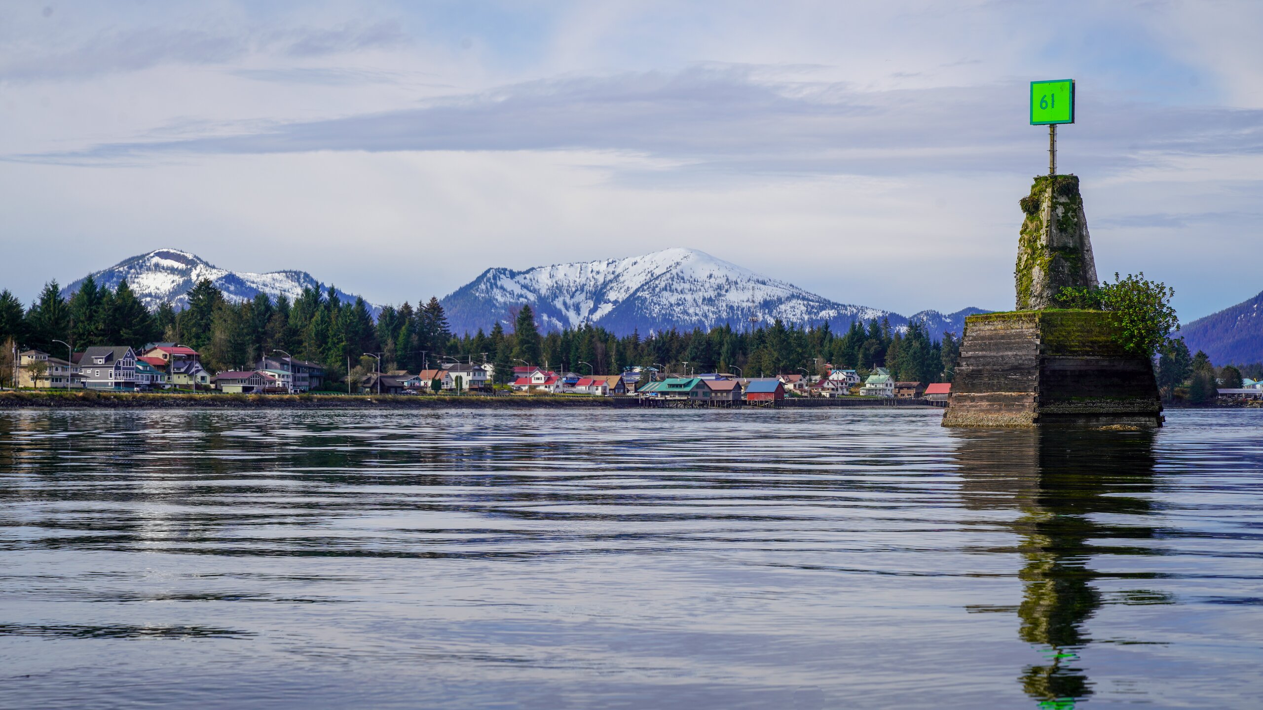 Coastal Town Snowy Mountains