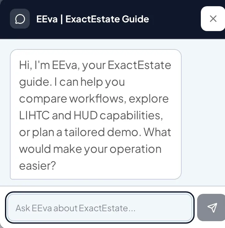 EEva answering a website visitor in the ExactEstate chat