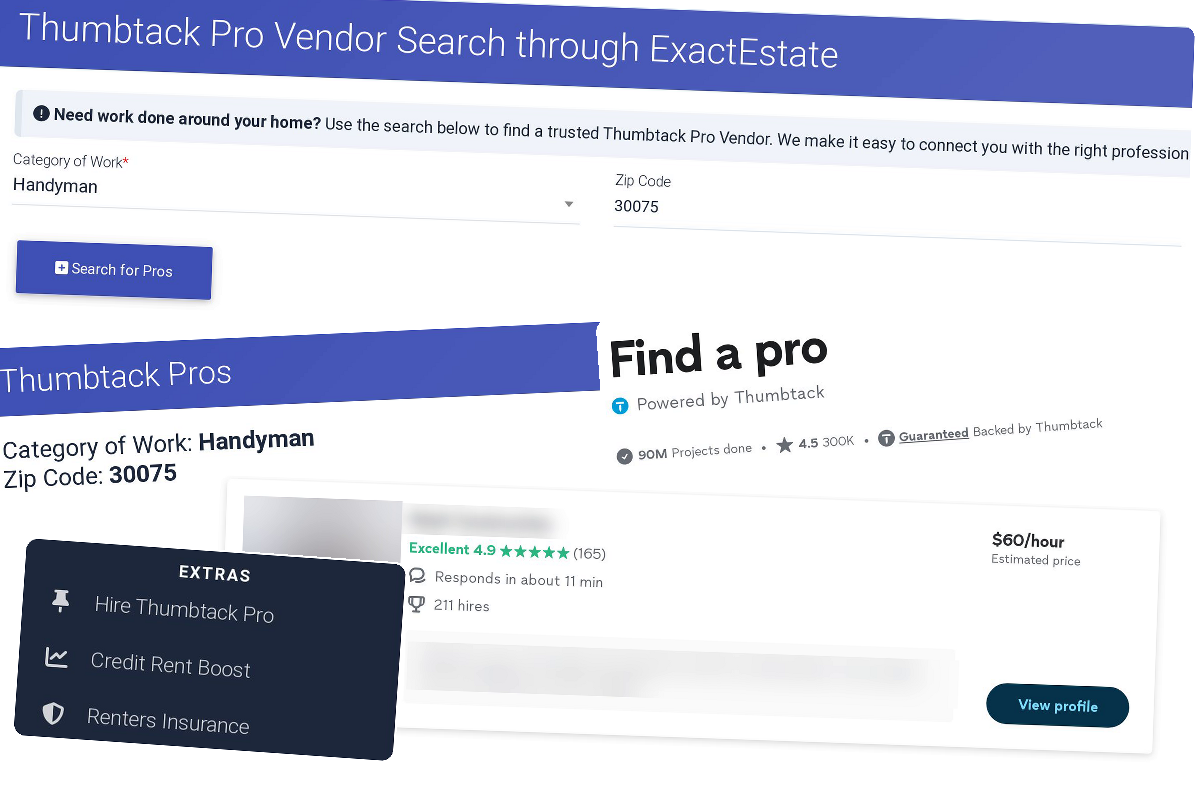 Hiring a vetted Thumbtack pro from a work order