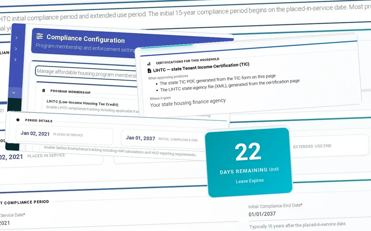 ExactEstate program settings that drive each certification: which programs the property carries, its key dates and the steps approval produces.