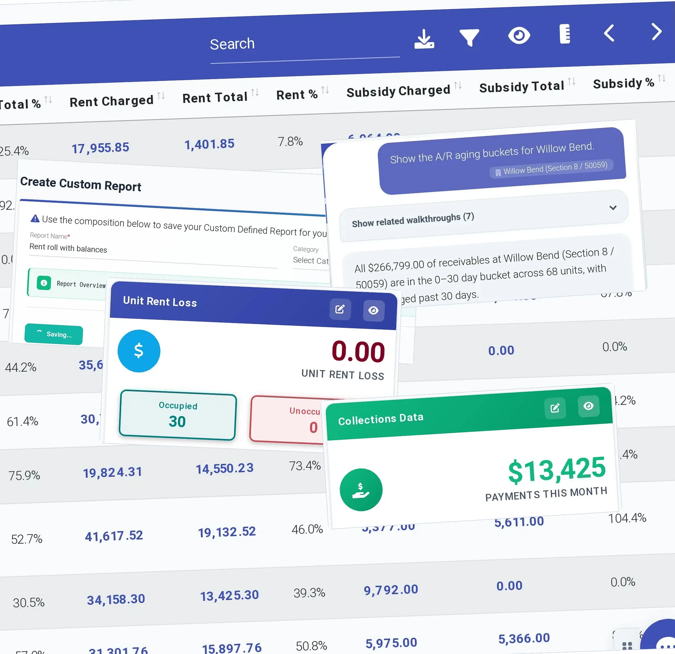 Live portfolio dashboards, group-level reporting and role-based views built on the charges, work orders and applications your site teams enter every day