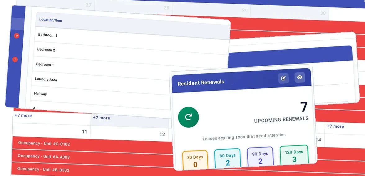Start with what needs attention: ExactEstate opens on the work assigned to the person signing in (approvals, move-ins, overdue tasks, exceptions).