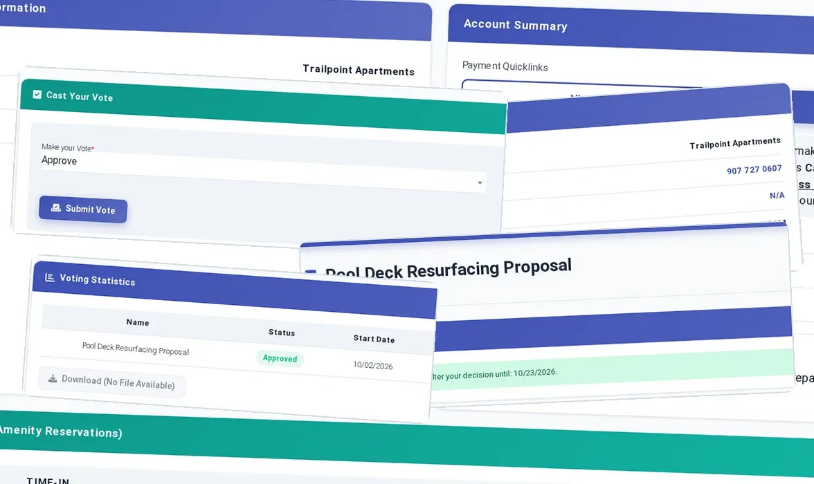 ExactEstate portals for residents, applicants, owners, vendors, case workers and payroll employees.