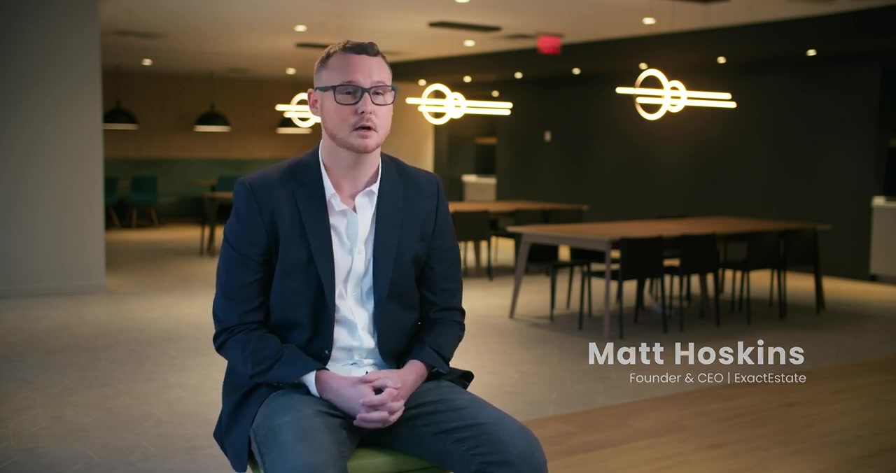 Matt Hoskins, Founder and CEO of ExactEstate, seated in the ExactEstate office