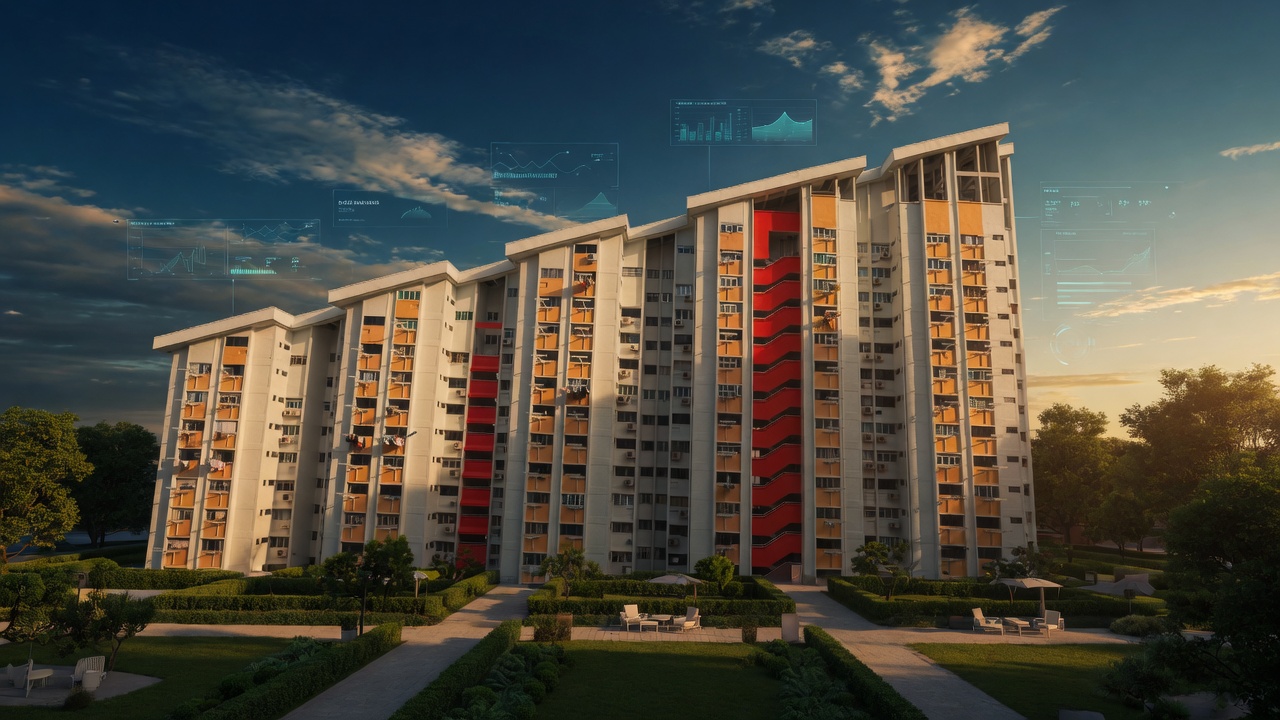 HUD-assisted multifamily apartment buildings at golden hour
