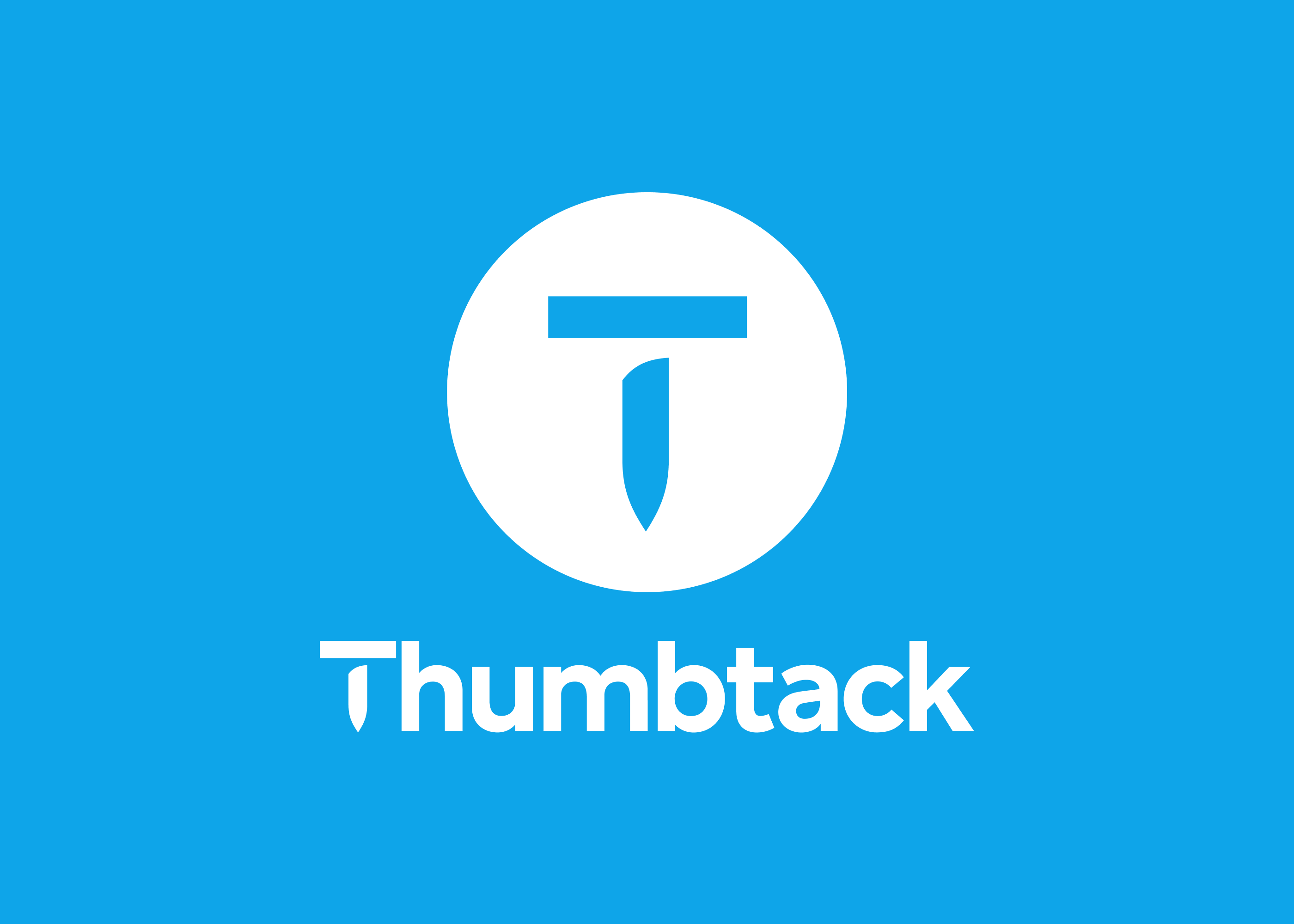 Thumbtack logo with a stylized T icon inside a white circle on a blue background.